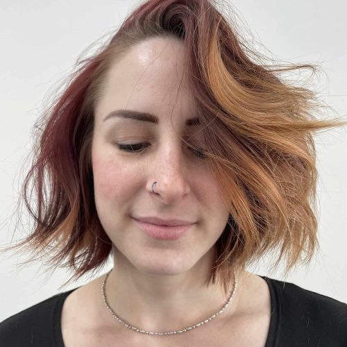 Asymmetrical Bob With Dimensional Copper And Red Color Richmond Virginia