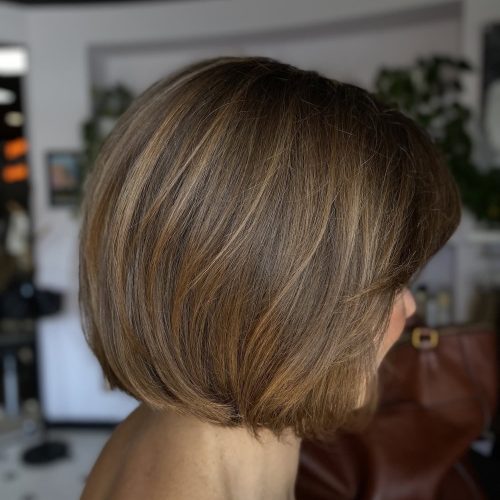 Classic Brunette Bob With Subtle Layers Smooth Finish Richmond Virginia