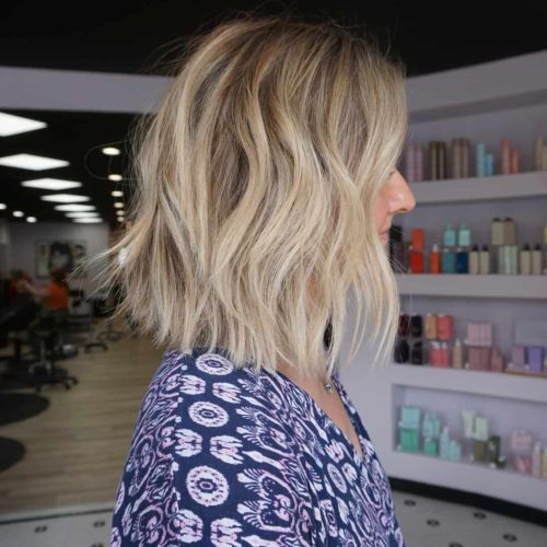 Textured Blonde Lob Beach Waves Lived In Haircut Richmond Virginia